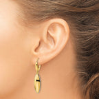 FJC Finejewelers 14 kt Two Tone Gold Dangle Bright Cut Hollow Teardrop Criss Cross Leverback Earrings 40 x 8 mm
