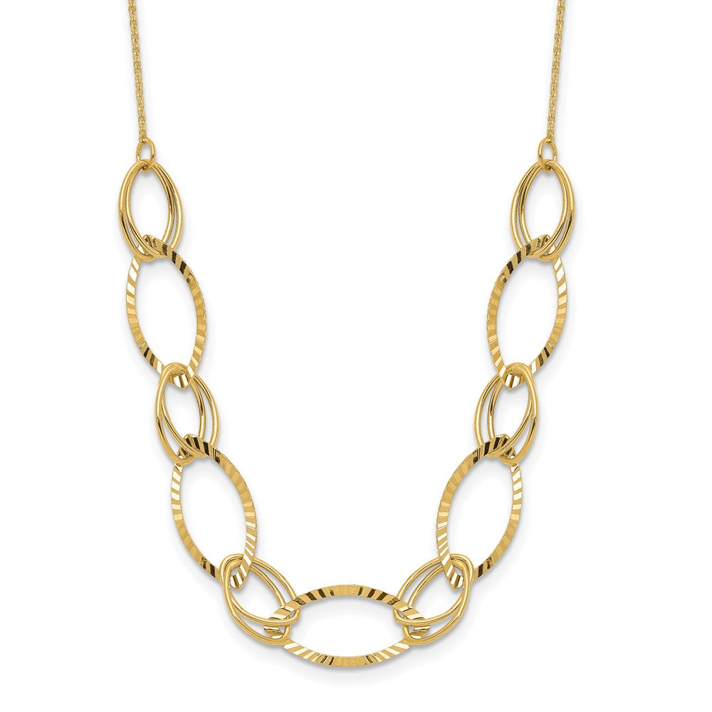 FJC Finejewelers 14 kt Yellow Gold Fancy Polished Bright Cut Oval Link Necklace 18 Inches x 8.13 mm