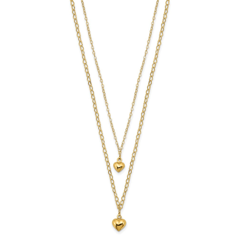 FJC Finejewelers 14 kt Yellow Gold Fancy Double Layer Heart Link Hearts Necklace 16 Inches x 7.72 mm