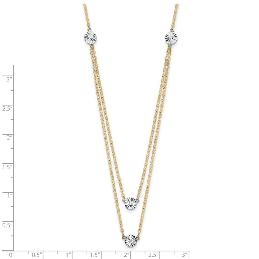 FJC Finejewelers 14 kt Two Tone Gold Cable Polished Discs Double Necklace 17 Inches x 1.2 mm
