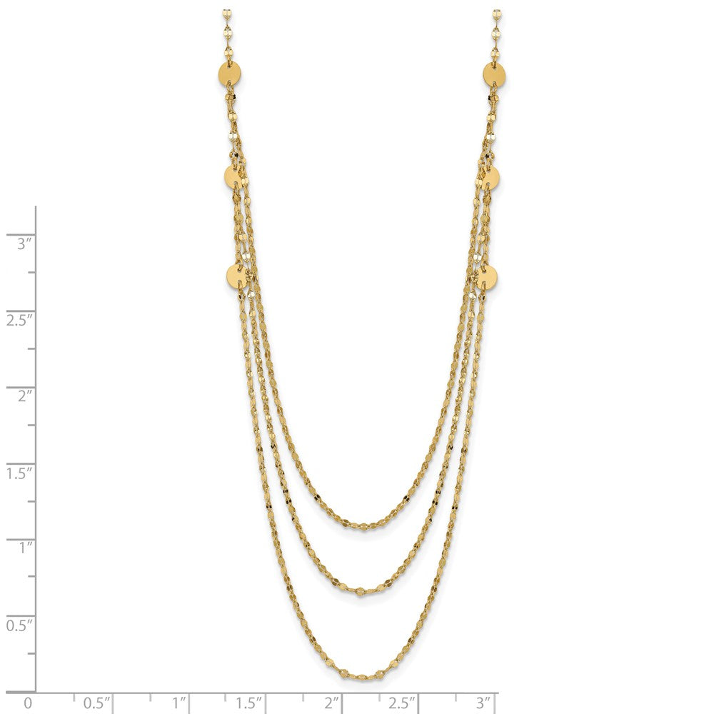 FJC Finejewelers 14 kt Yellow Gold Triple Layer Polished Circles Fancy Necklace 18 Inches x 1 mm