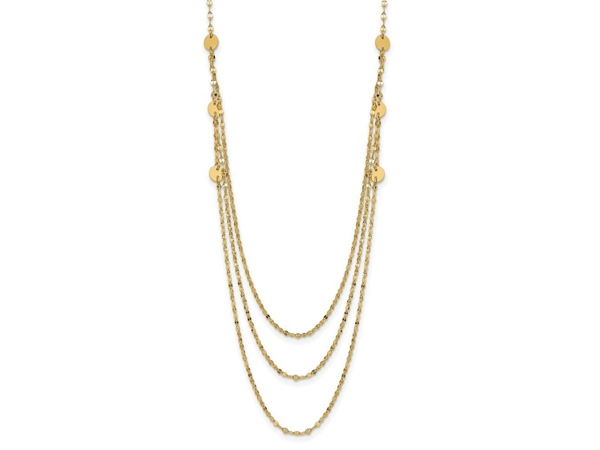 FJC Finejewelers 14 kt Yellow Gold Triple Layer Polished Circles Fancy Necklace 18 Inches x 1 mm