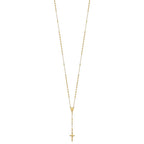 FJC Finejewelers 14 kt Yellow Gold Bright Cut Cable Faceted Beads Rosary Necklace 24 Inches x 13 mm
