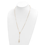 FJC Finejewelers 14 kt Yellow Gold Bright Cut Cable Faceted Beads Rosary Necklace 24 Inches x 13 mm