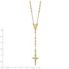 FJC Finejewelers 14 kt Yellow Gold Bright Cut Cable Faceted Beads Rosary Necklace 24 Inches x 13 mm