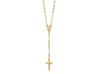 FJC Finejewelers 14 kt Yellow Gold Bright Cut Cable Faceted Beads Rosary Necklace 24 Inches x 13 mm