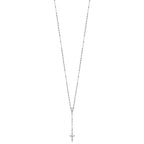 FJC Finejewelers 14 kt White Gold Bright Cut Polished Beads Cross Rosary Necklace 18 Inches x 11 mm