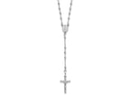FJC Finejewelers 14 kt White Gold Bright Cut Polished Beads Cross Rosary Necklace 18 Inches x 11 mm