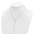 FJC Finejewelers 14 kt Tri Color Gold Bright Cut Ball Tri-color Beaded Rosary 17 inch with 3in ext Necklace