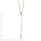 FJC Finejewelers 14 kt Tri Color Gold Bright Cut Ball Tri-color Beaded Rosary 17 inch with 3in ext Necklace