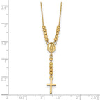 FJC Finejewelers 14 kt Yellow Gold Cable Bright Cut Bead Miraculous Medal and Cross Rosary Necklace 17 In