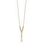 FJC Finejewelers 14 kt Yellow Gold Cable Bright Cut Bead Miraculous Medal and Cross Rosary Necklace 17 In