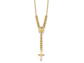 FJC Finejewelers 14 kt Yellow Gold Cable Bright Cut Bead Miraculous Medal and Cross Rosary Necklace 17 In