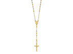 FJC Finejewelers 14 kt Tri Color Gold Tri-color Polished Faceted Beads Rosary Necklace 24 Inches x 11 mm