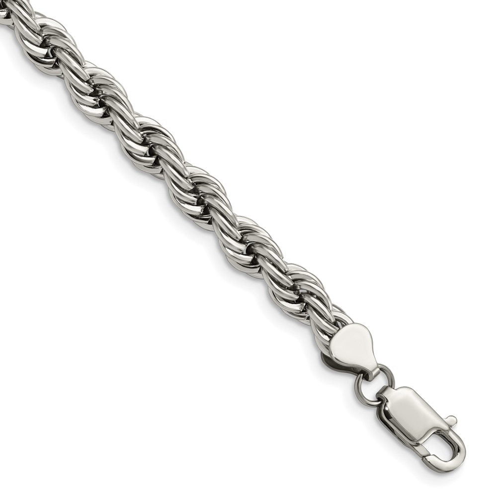 FJC Finejewelers Stainless Steel Polished 7.25in Rope Bracelet 7.25 Inches x 7 mm