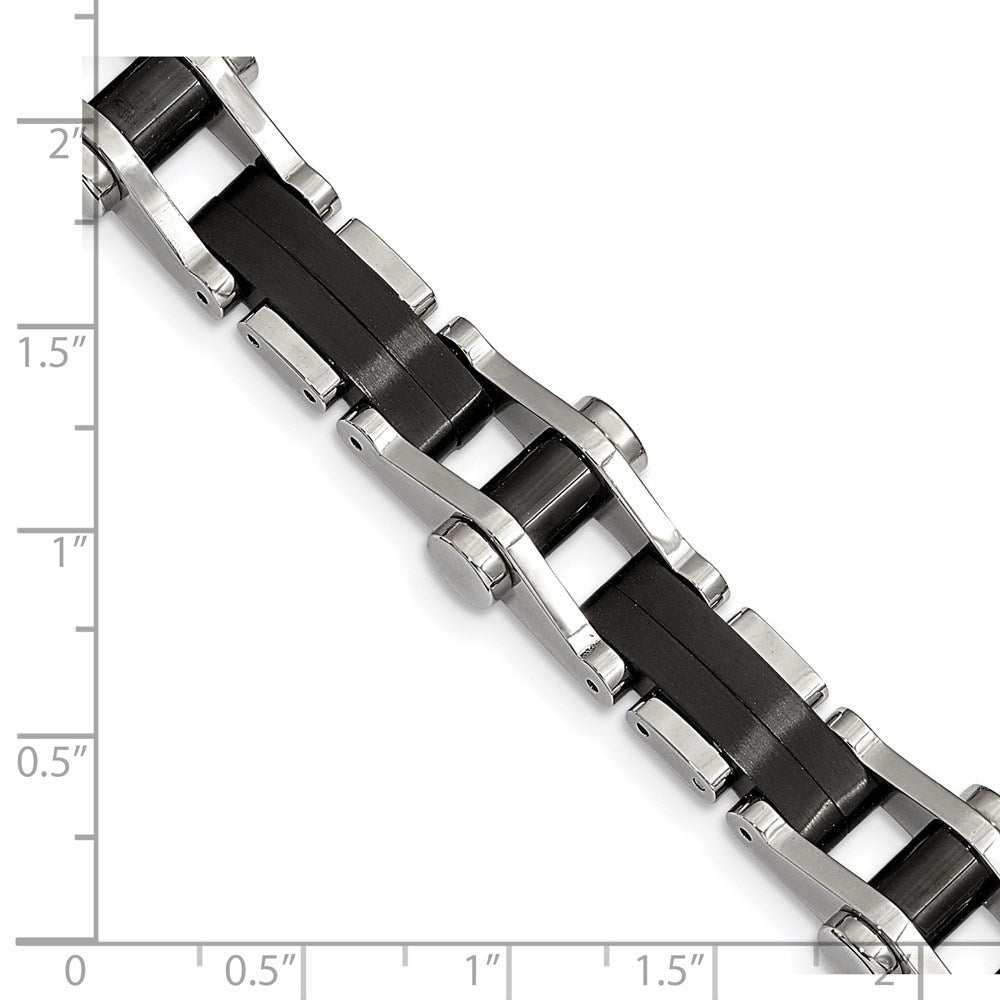 FJC Finejewelers Stainless Steel Link Polished Black IP-plated 8in Bracelet 8 Inches x 14.17 mm