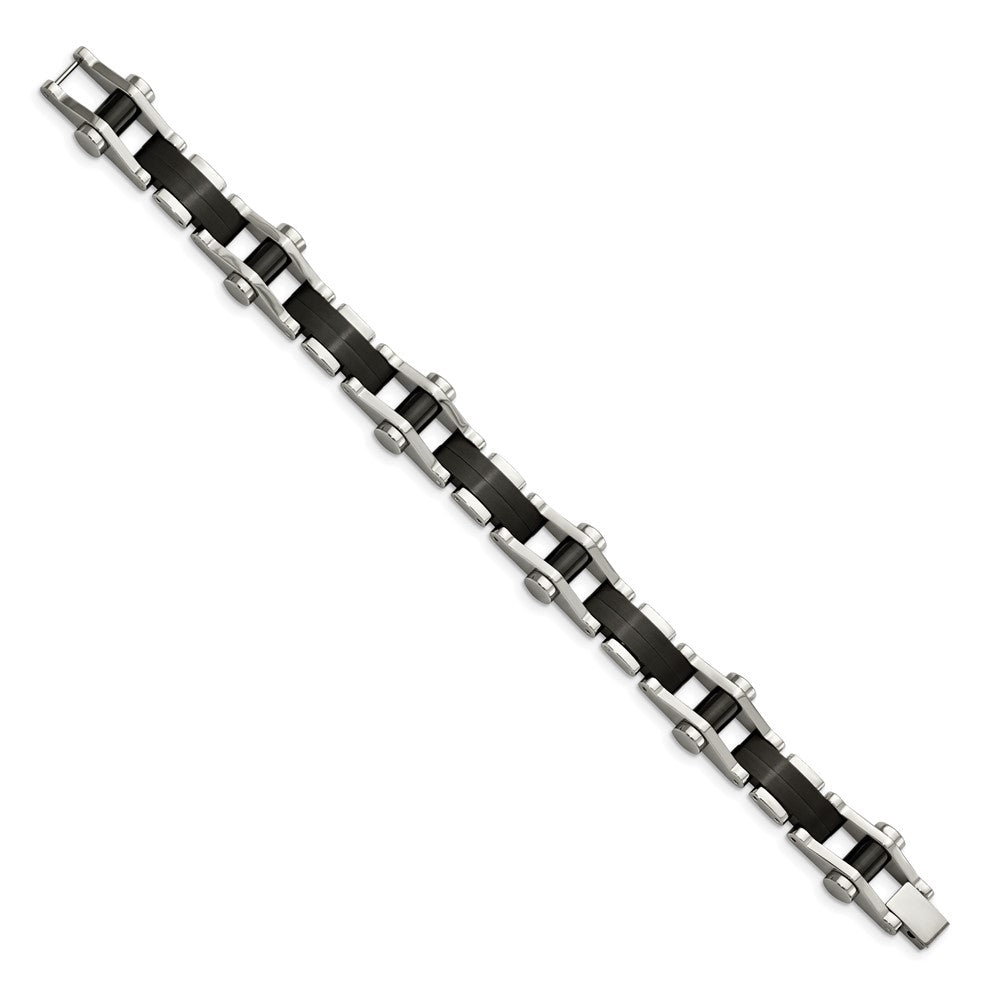 FJC Finejewelers Stainless Steel Link Polished Black IP-plated 8in Bracelet 8 Inches x 14.17 mm