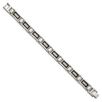 FJC Finejewelers Stainless Steel Link Brushed and with CZ Black Carbon Fiber Inlay Bracelet 8.75 Inches x 10.88 mm
