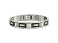 FJC Finejewelers Stainless Steel Link Brushed and with CZ Black Carbon Fiber Inlay Bracelet 8.75 Inches x 10.88 mm