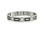 FJC Finejewelers Stainless Steel Link Brushed and with CZ Black Carbon Fiber Inlay Bracelet 8.75 Inches x 10.88 mm