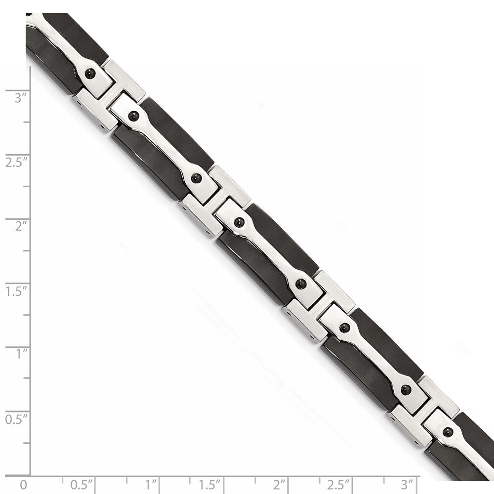 FJC Finejewelers Stainless Steel Link Polished Black IP-plated Bracelet 9 Inches x 10.98 mm