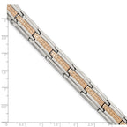 FJC Finejewelers Stainless Steel Link and Textured Rose IP-plated Bracelet 8.5 Inches x 12.16 mm