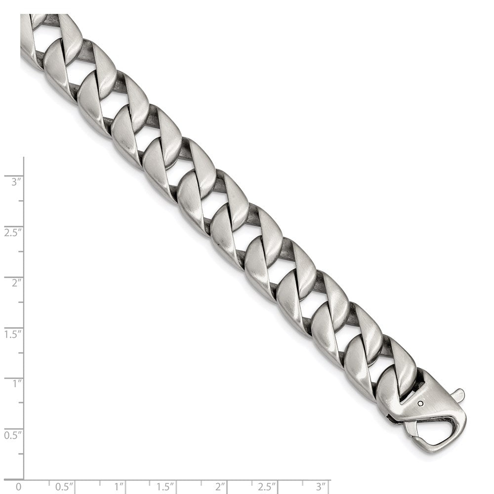 FJC Finejewelers Stainless Steel Men' Brushed Bracelet 8.5 Inches x 15.56 mm
