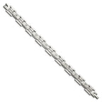 FJC Finejewelers Stainless Steel Link Brushed and Hammered with CZ Bracelet 8.5 Inches x 12.05 mm