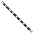 FJC Finejewelers Stainless Steel Link Black IP-plated with Carbon Fiber Inlay Bracelet 8.5 Inches x 12.07 mm