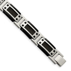 FJC Finejewelers Stainless Steel Link Black IP-plated with Carbon Fiber Inlay Bracelet 8.5 Inches x 12.07 mm
