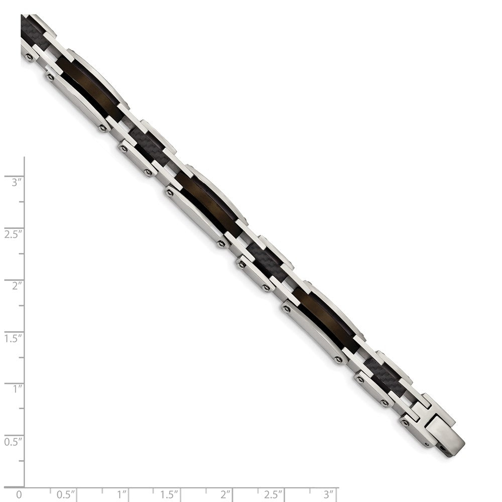 FJC Finejewelers Stainless Steel Link Blk IP-plated with Solid Black Carbon Fiber Bracelet 8.25 Inches x 9.27 mm
