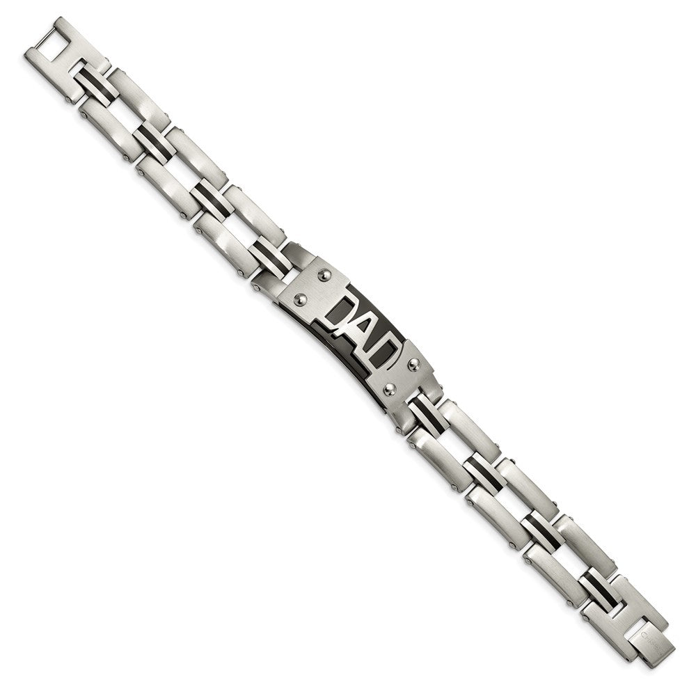 FJC Finejewelers Stainless Steel Link 9in Brushed and Black IP-plated DAD Bracelet 9 Inches x 16.29 mm
