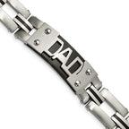 FJC Finejewelers Stainless Steel Link 9in Brushed and Black IP-plated DAD Bracelet 9 Inches x 16.29 mm