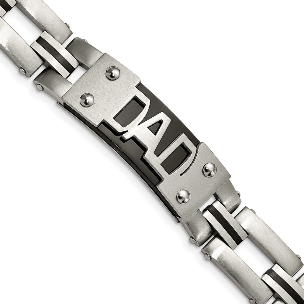 FJC Finejewelers Stainless Steel Link 9in Brushed and Black IP-plated DAD Bracelet 9 Inches x 16.29 mm
