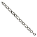 FJC Finejewelers Stainless Steel Curb Polished and Textured Link Bracelet 8 Inches x 11.44 mm