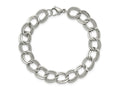 FJC Finejewelers Stainless Steel Curb Polished and Textured Link Bracelet 8 Inches x 11.44 mm