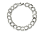 FJC Finejewelers Stainless Steel Curb Polished and Textured Link Bracelet 8 Inches x 11.44 mm
