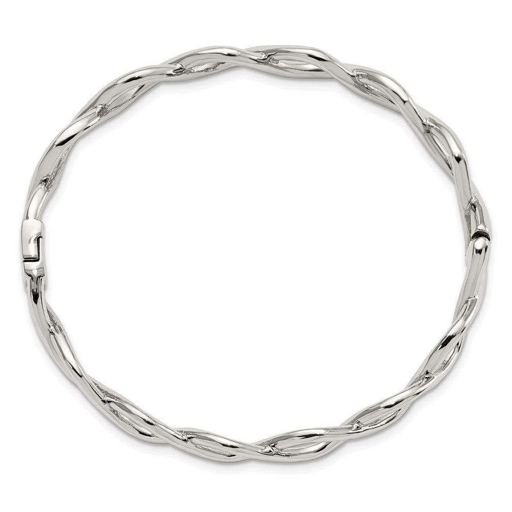 FJC Finejewelers Stainless Steel Polished Criss Cross Hinged Bangle 7 Inches x 9.75 mm Bracelet