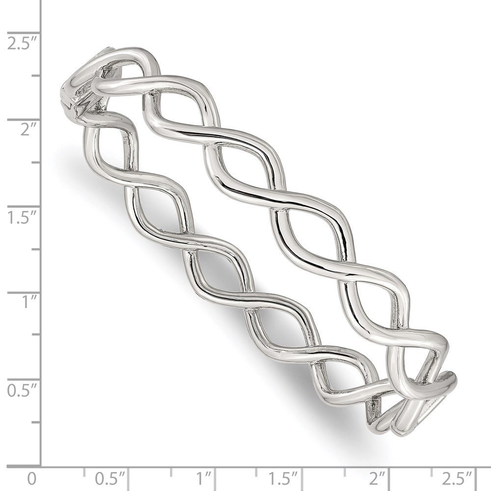 FJC Finejewelers Stainless Steel Polished Criss Cross Hinged Bangle 7 Inches x 9.75 mm Bracelet