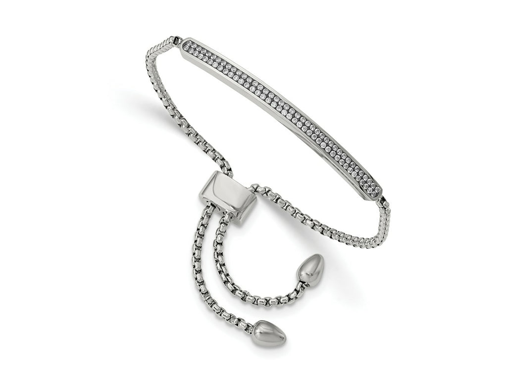 FJC Finejewelers Stainless Steel Adjustable and Stretch and Wrap with 2 Row CZ Bar Friendship Bracelet 3.52 mm
