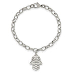 FJC Finejewelers Stainless Steel Bracelets with Station Chamseh/Hamsa 7in Bracelet 7 Inches x 15.03 mm