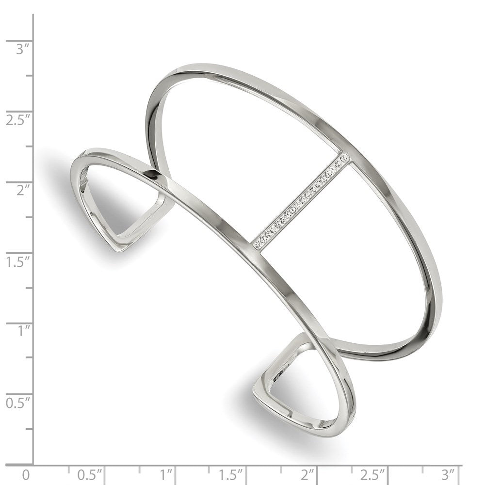 FJC Finejewelers Stainless Steel Polished with Preciosa Crystal Cuff Bangle 7 Inches x 29.5 mm
