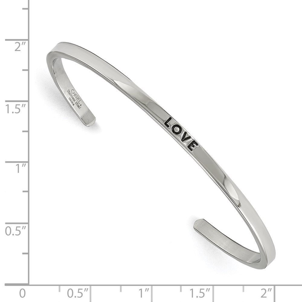 FJC Finejewelers Stainless Steel Enameled Polished Love with Crystal Cuff Bangle 6.75 Inches x 3 mm