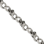 FJC Finejewelers Stainless Steel Fancy Antiqued and with CZ Skulls 9in Bracelet 9 Inches x 12.51 mm