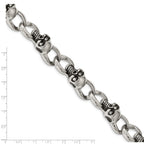 FJC Finejewelers Stainless Steel Fancy Antiqued and with CZ Skulls 9in Bracelet 9 Inches x 12.51 mm