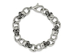FJC Finejewelers Stainless Steel Fancy Antiqued and with CZ Skulls 9in Bracelet 9 Inches x 12.51 mm