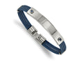 FJC Finejewelers Stainless Steel Men' Blue IP-plated Cable Blue CZ 7.25in ID Bracelet 7.25 Inches x 9.2 mm