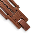 FJC Finejewelers Stainless Steel Link Brushed and Textured Brown IP with Black CZ Bracelet 8.25 Inches x 15.8 mm