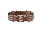 FJC Finejewelers Stainless Steel Link Brushed and Textured Brown IP with Black CZ Bracelet 8.25 Inches x 15.8 mm