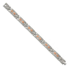 FJC Finejewelers Stainless Steel Link Brushed Rose IP-plated with CZ Bracelet 8.5 Inches x 11.2 mm